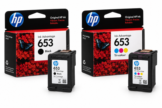 HP 653 BLACK AND TRI-COLOUR INK CARTRIDGE